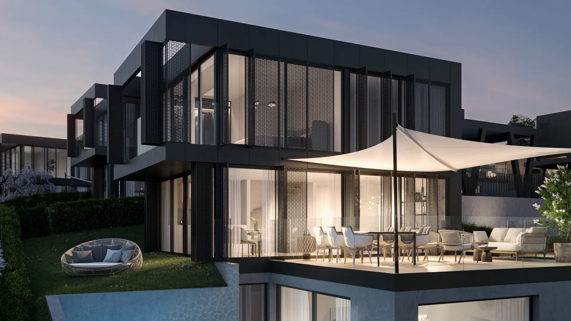 The-Unique_Luxuröse-Villa-mit-Pool-bei-Abenddämmerung